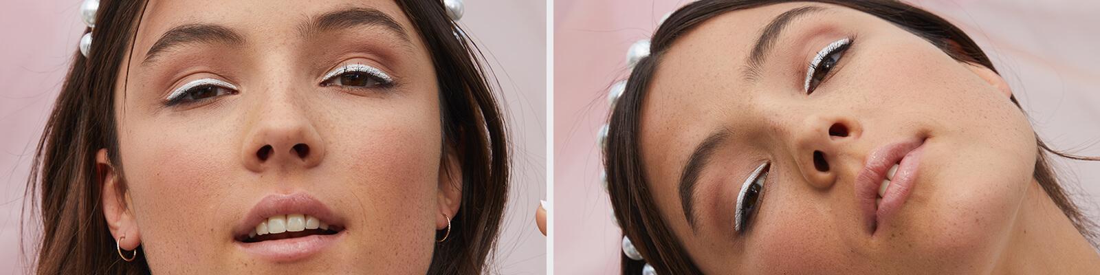 Images of a model with a bold, white eyeliner look Desktop