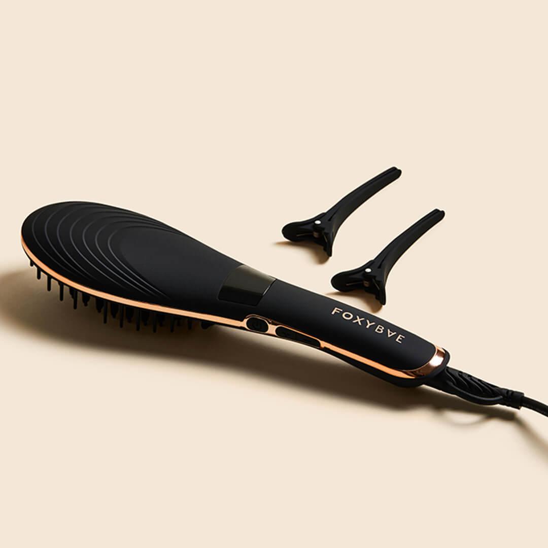 FOXYBAE Rose Gold Hair Straightening Brush Desktop