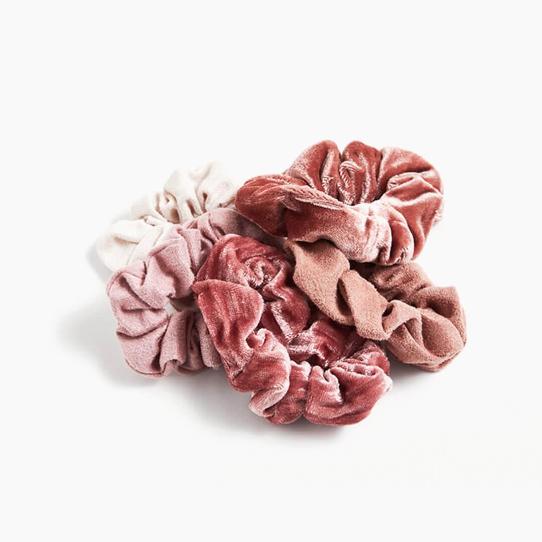 KITSCH Velvet Scrunchies in Blush/Mauve Desktop productId:p-ke0c3pa1c5tu58