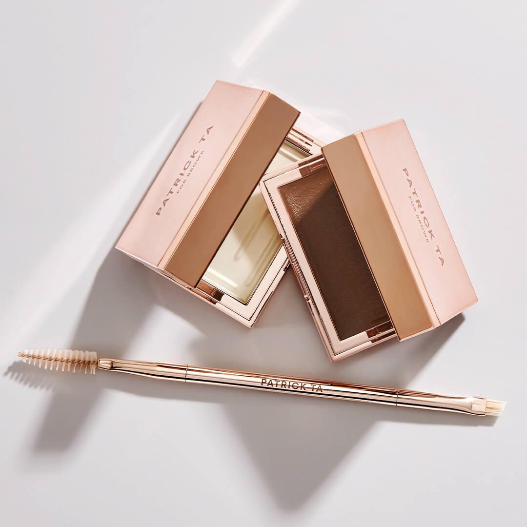 PATRICK TA Major Brow Shaping Wax & Major Brow Dual-Ended Brow Brush Desktop