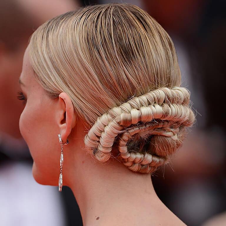 A close-up image of Jess Weixler's infinity braids hairstyle Desktop