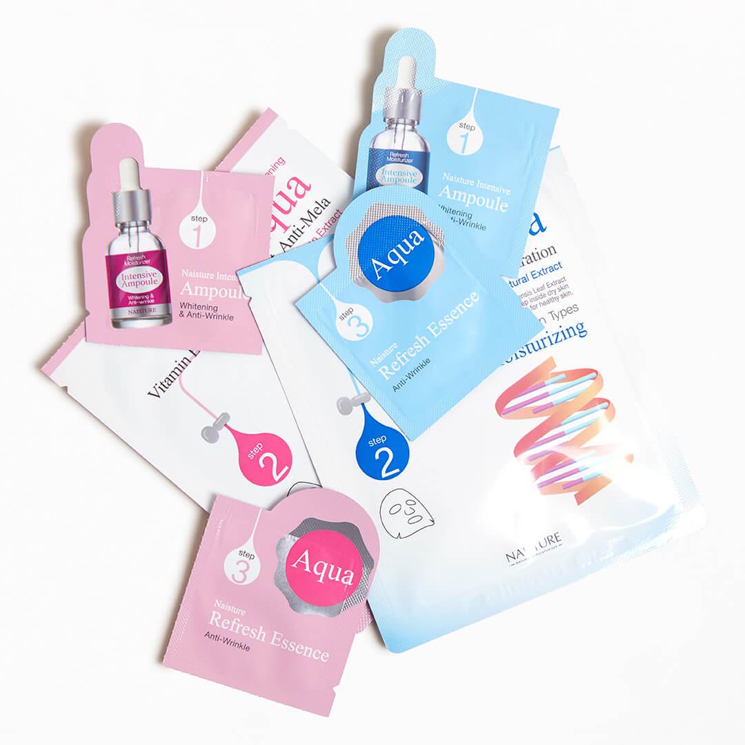 NAISTURE 3 Step Essence Brightening Sheet Mask & 3 Step Essence Moisturizing Sheet Mask Mobile
