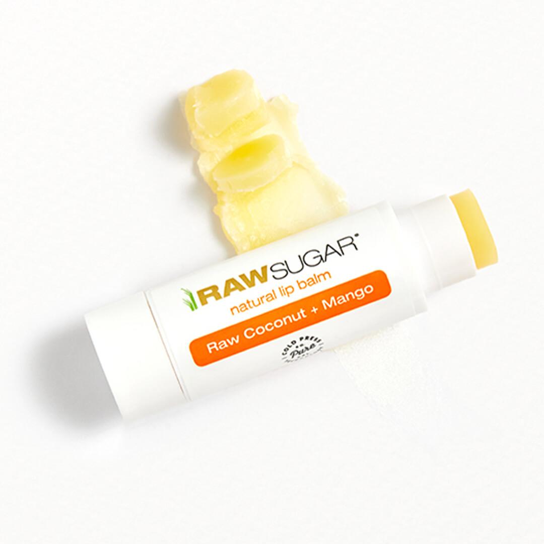 RAW SUGAR LIVING Natural Lip Balm in Raw Coconut + Mango Mobile