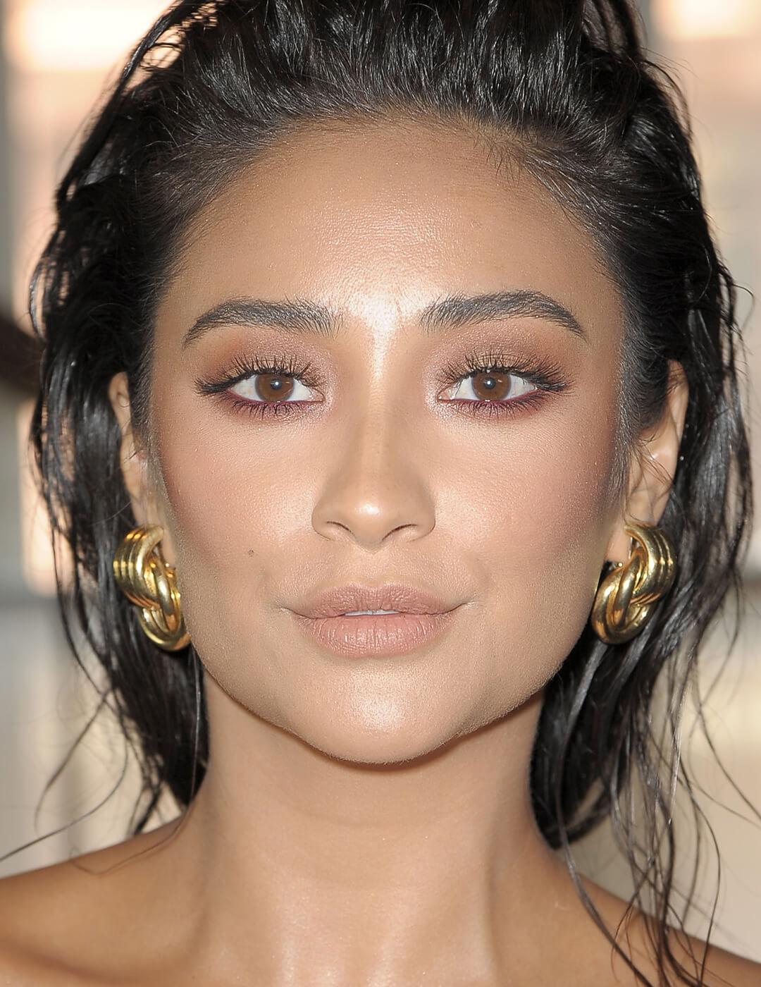 Shay Mitchell rocking a wet look hairstyle and subtle smoky eye makeup look Desktop
