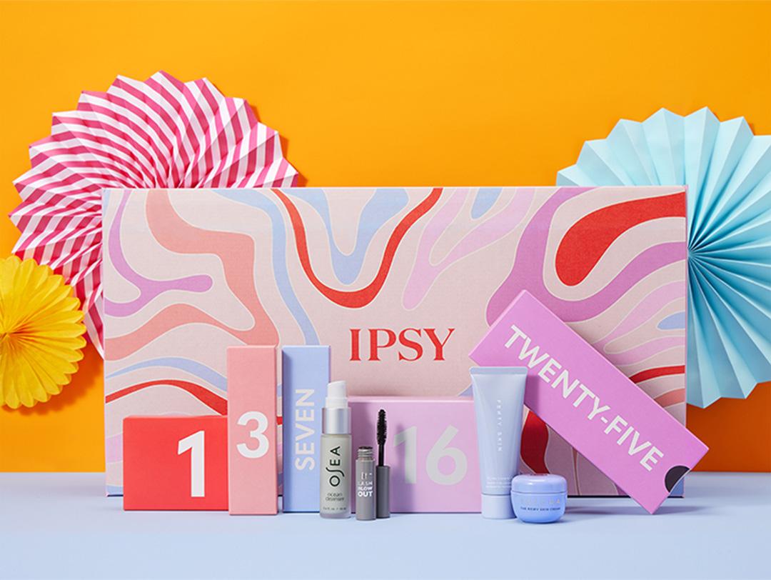 Colorful boxes and origami and beauty products on colorful background Desktop