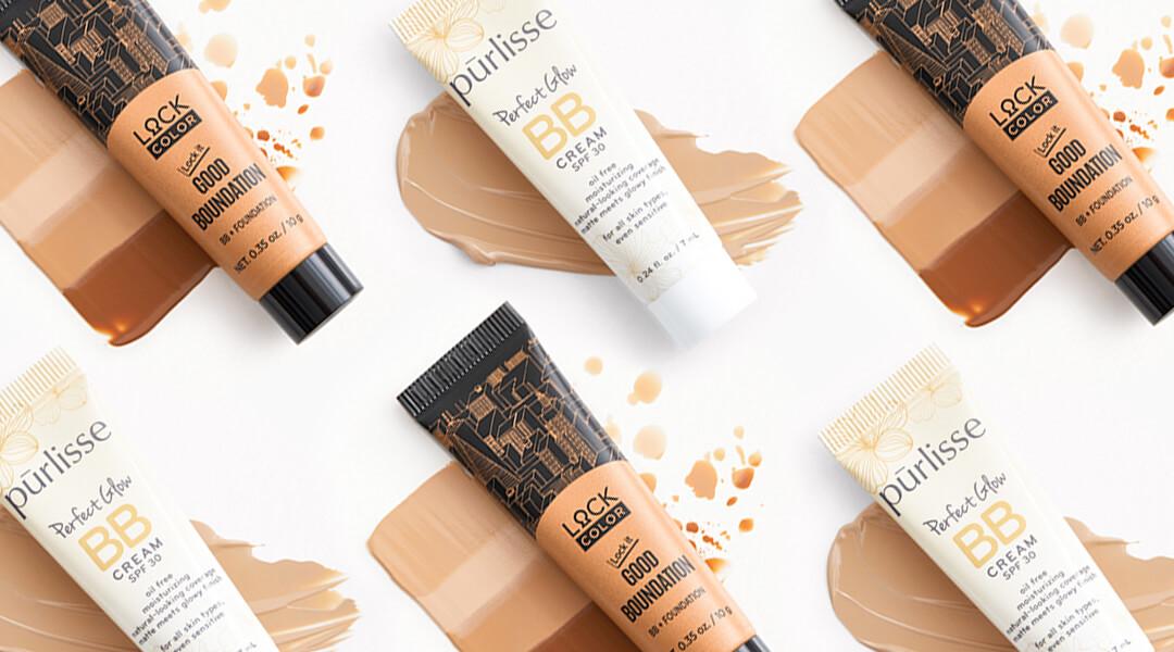 Tubes of L.O.C.K. COLOR L.o.c.k. It Good Boundation and PURLISSE BEAUTY Perfect Glow BB Cream SPF 30 swatched Desktop