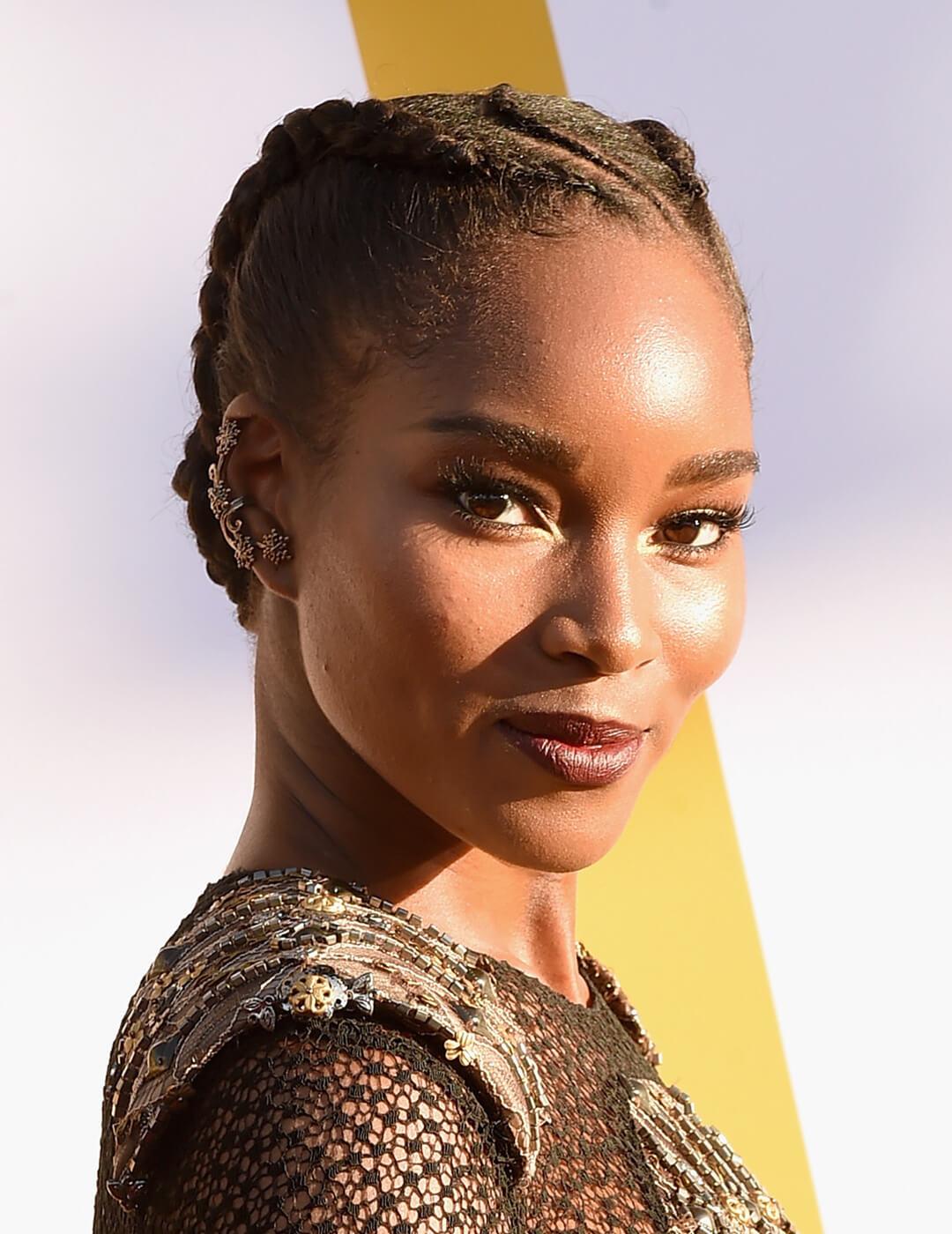 Damaris Lewis sporting diagonal cornrows Mobile